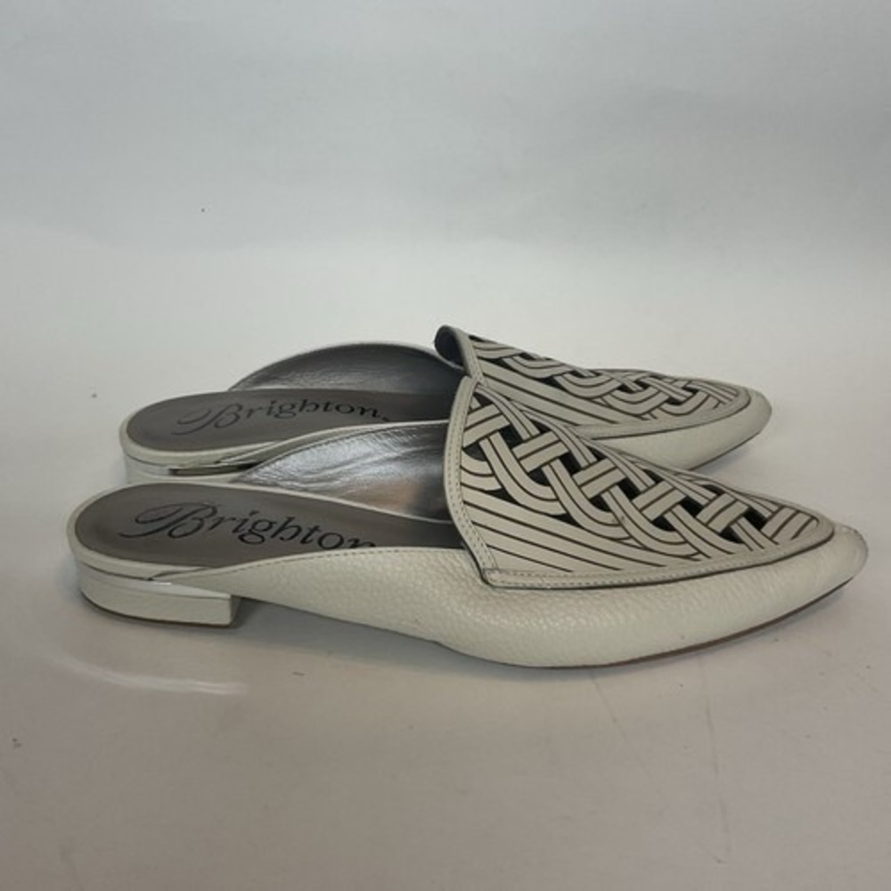Brighton Enya Bone White Interlok Slip On Braided Mule Sandals Women 10M Brazil